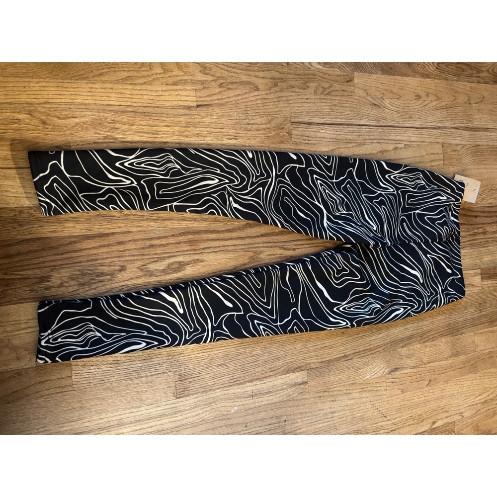 Just Cozy Black White Swirl Fleece Lined Leggings 8-Way Stretch NWT M/L - Picture 2 of 7